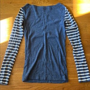 Blue Long Sleeve Shirt with white and blue stripes
